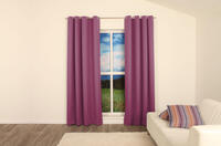 Verduisterende overgordijnstof met een mooie weefstructuur aan de voorzijde. De gladde achterzijde van de stof is effen naturel