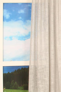 Transparante inbetween met twee kleuren grove geweven garen