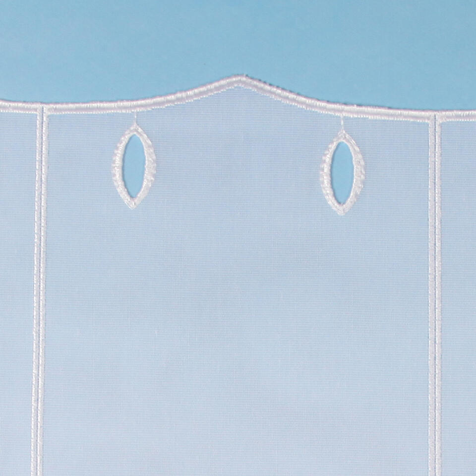 Witte val met sigmenten afgezet in glasgaren