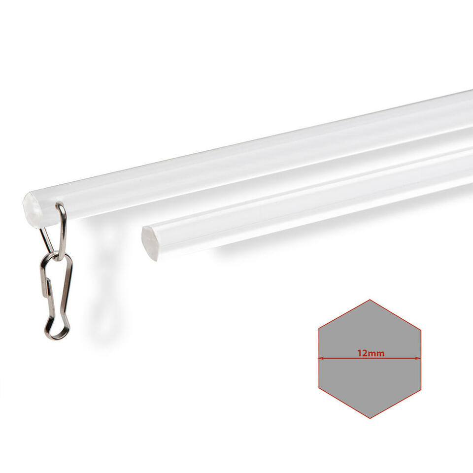 Luxe zeskantige kunststof trekstang in een lengte van 152 cm in transparant