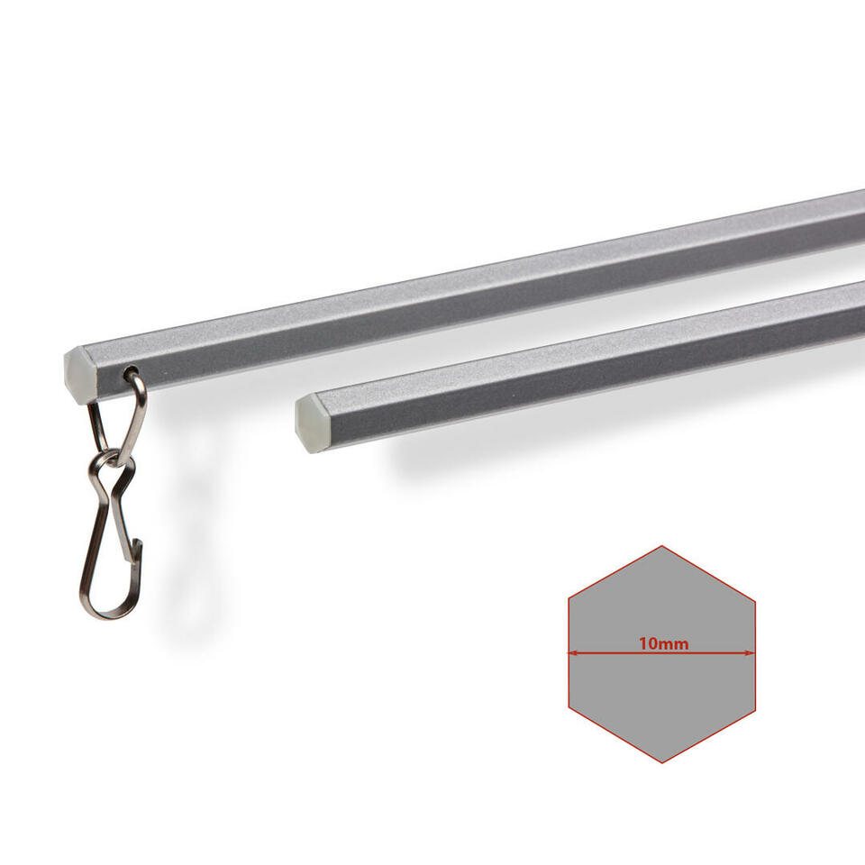 Luxe zeskantige aluminium trekstang in een lengte van 122 cm in de kleur grijs