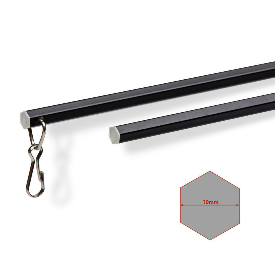 Luxe zeskantige aluminium trekstang in een lengte van 122 cm in de kleur zwart